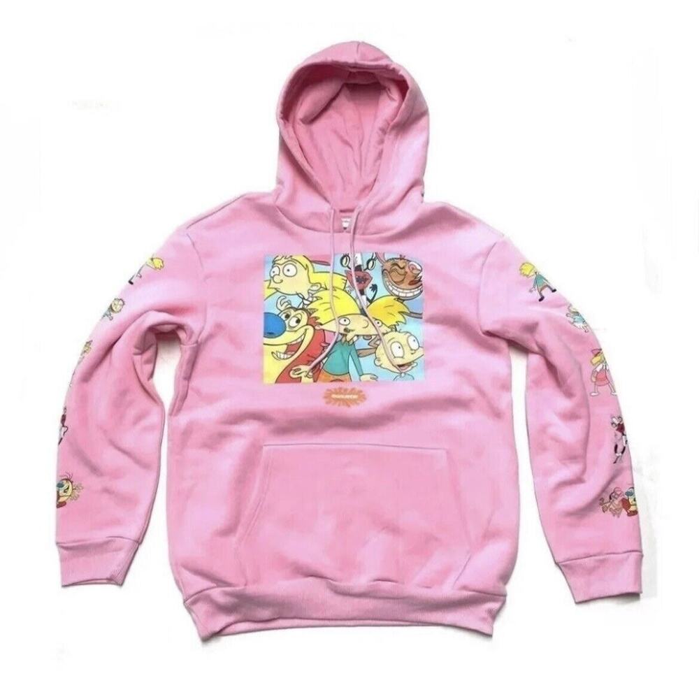 Nickelodeon Hoodie Sz XL Hey Arnold Rugrats Ren Stimpy Sweatshirt 90s Cartoons